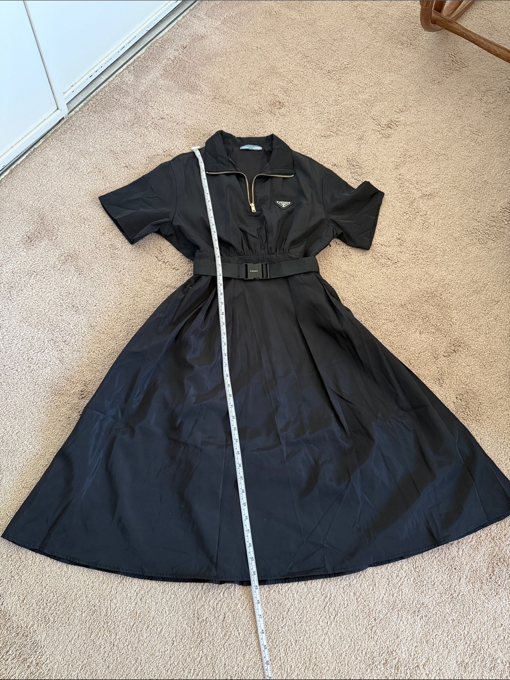 Prada Black Short-Sleeve Polo Zip Dress with Belt - Picture 9 of 11